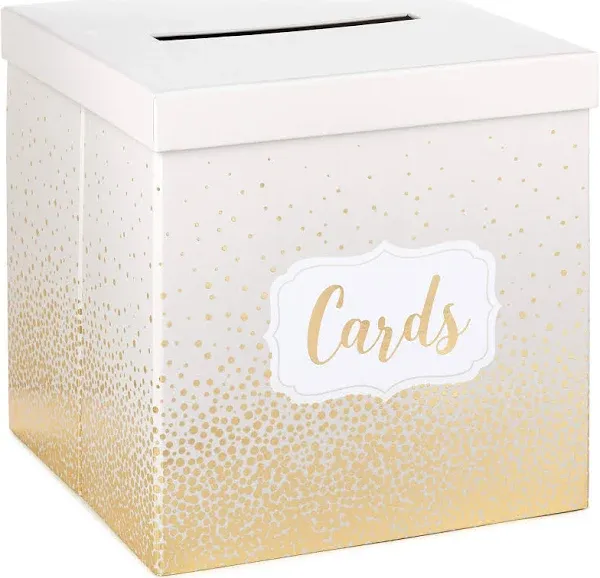 Weddings Card Receiving Box 10 Inch Pearl and Gold Dots  Hallmark New