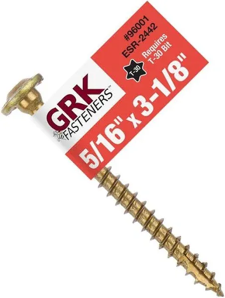 Wood Screw, 5/16 in, 3-1/8 in, 50 PK