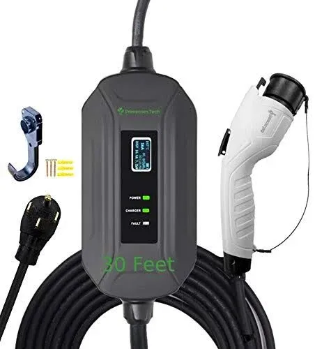 PRIMECOM Level 2 EV Charger 220/240V, 16A, 30ft &amp; 50ft, 30 Feet, 6-20P