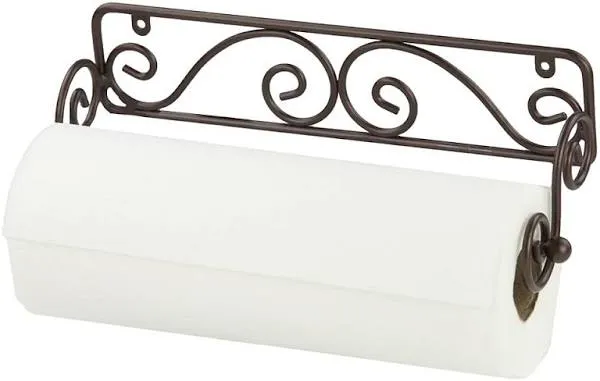 Home Basics Scroll Collection Steel Wall Mounted Paper Towel Holder, Bronze