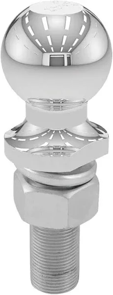 CURT 40020 Chrome Trailer Hitch Ball, 6,000 lbs, 2-Inch Diameter, 1 x 3-Inch Shank , Gray