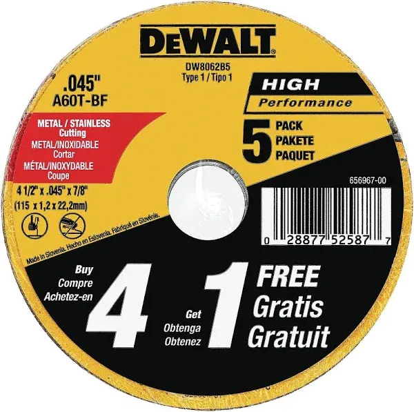 DeWalt Cutting Wheel 4-1/2-Inch 5-Pack