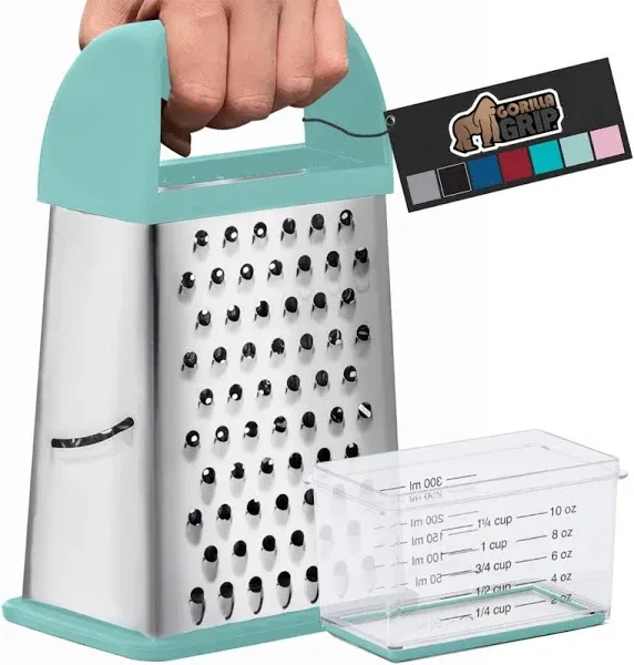 Gorilla Grip Professional 100% BPA Free 4-Sided Cheese Slicer Grater, Stainless 