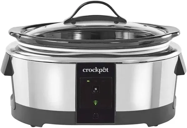 Crock-Pot 6 Quart Slow Cooker and Food Warmer Works with Alexa, Stainless Steel