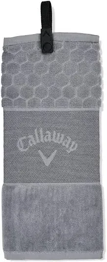 Callaway Towel Tri-Fold Golf  16&#034; x 21&#034; White Quick Snap Textured New