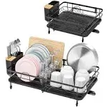 TOOLF Expandable, Adjustable Dish Rack, Foldable Drying Rack with Black 