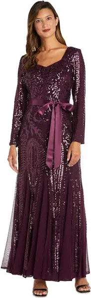 R&M Richards Womens Godet Maxi Evening Dress