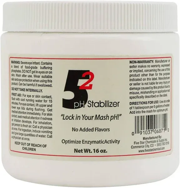 Five Star 5.2 ph Stabilizer - 1 lbs - Lock Mash & Kettle Water at 5.2 pH