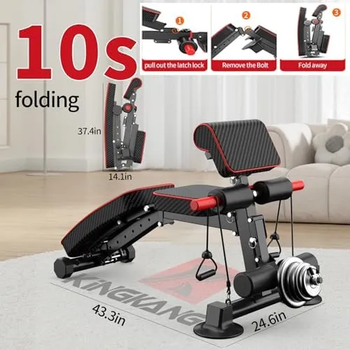 Adjustable Weight Bench,Utility Workout Bench Foldable Incline Decline Black