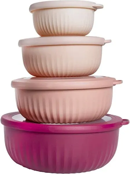 Prep Bowls with Lids- Deep Mixing Bowls Nesting Plastic Small Mixing Bowl Set wi