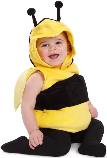 Baby BEE Halloween Costume Size 6-12 Months 🐝 warm padded fleece wings hooded