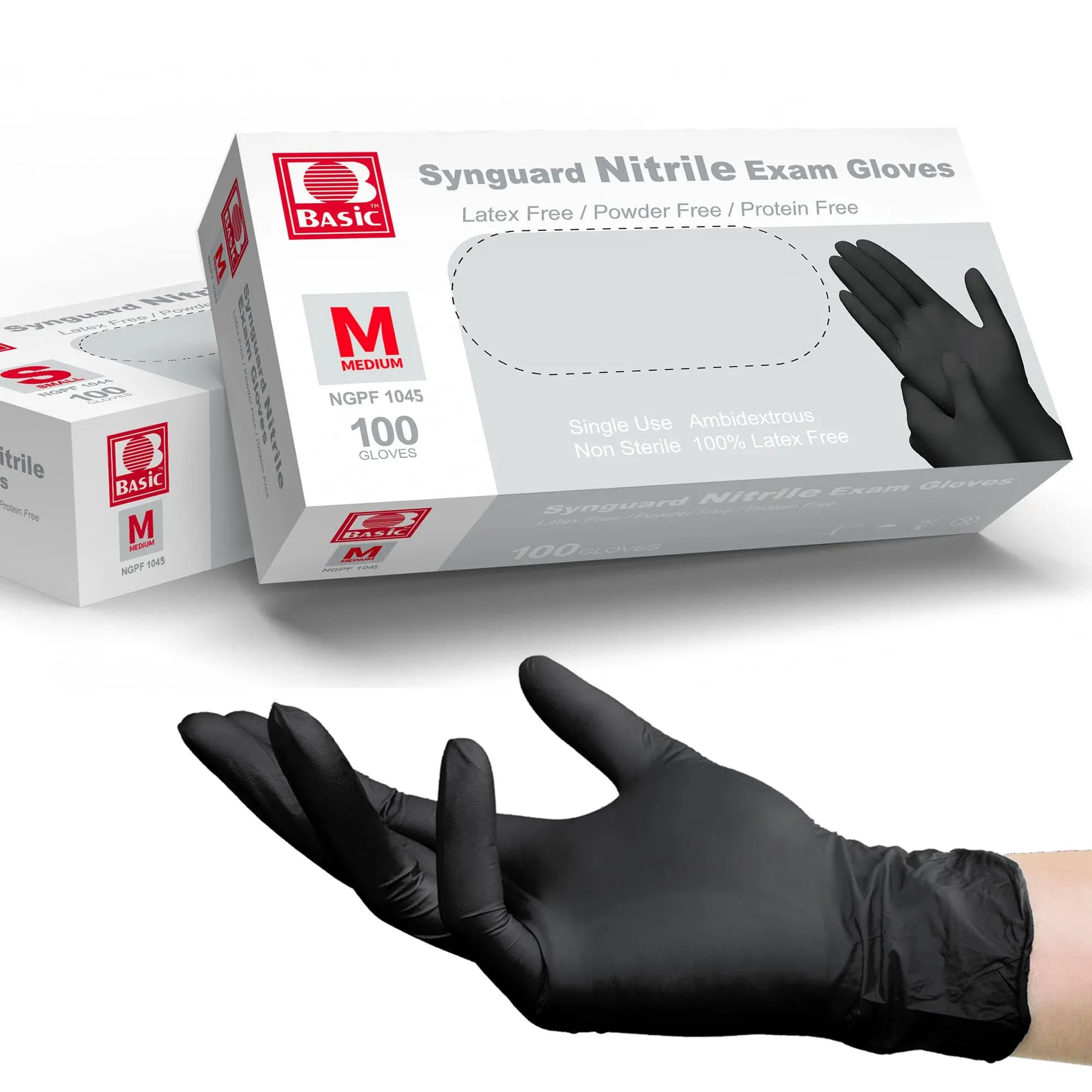 Medical Black Nitrile Exam Gloves - Latex-Free &amp; Powder-Free, 5 mil Gloves, N...