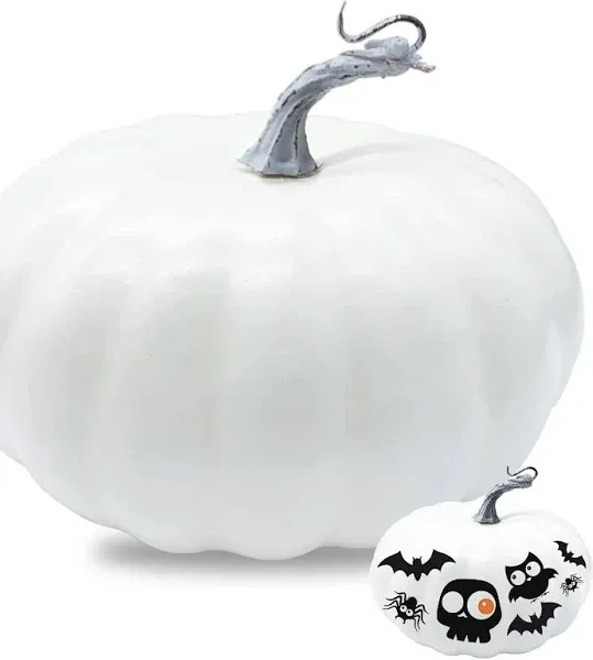 7.9 Inch Large White Pumpkins for Decorating,Harvest Decorative Pumpkin,White Paintable Artificial Pumpkins Perfect for Halloween Decor Thanksgiving Decor