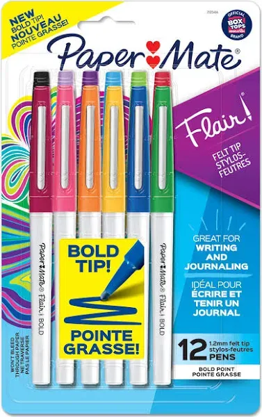 Paper Mate Flair Felt Pen Bold Point Assorted Ink Dozen (2125414)