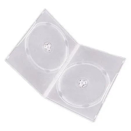 Maxtek 7mm Slim Clear Double CD/DVD Case, 100 Pieces Pack. (2 Discs Capacity per Case)