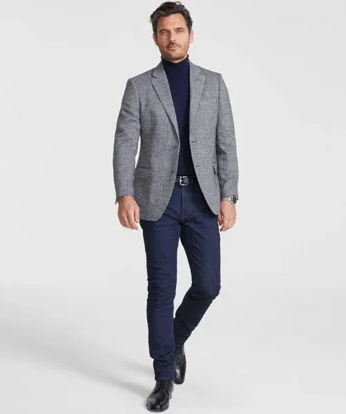 Nautica Men's Modern-Fit Solid Herringbone Tweed Sport Coat