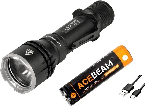 ACEBEAM 1400 Lumens Rechargeable Tactical Flashlight with 802 Meter Long Beam Distance for Hunting, Searching, Camping