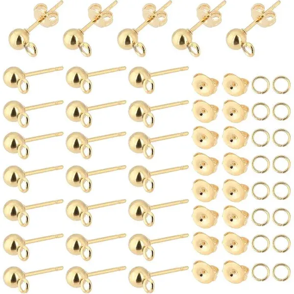 100pcs 18K Gold Stud Earrings