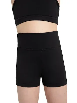 Capezio Black High Waisted Short - Girls Medium