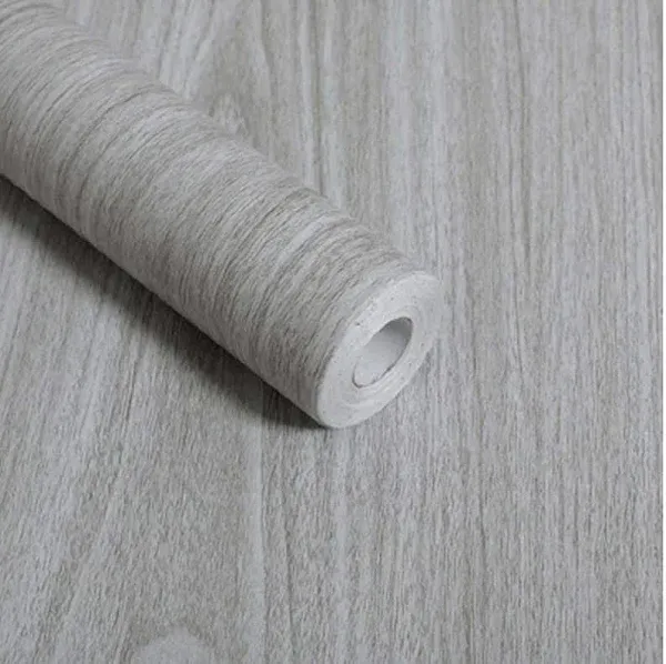 Gray Wood Grain Paper Self Adhesive Shelf Liner Drawer Kitchen Cabinets Sticker