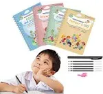 Magical Handwriting Workbooks Practice Copybook, Magic Calligraphy That Can Be Reused Handwriting Copybook Tracing Book (Enlarged-Version 4books+Pens)