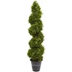 Nearly Natural Boxwood Spiral Topiary with Planter