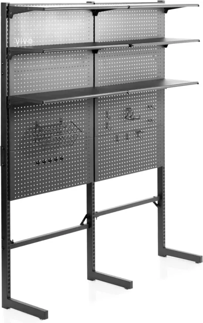 VIVO Freestanding Modular Steel Pegboard System, 74 inch High Magnetic Accessory Organizer for Home and Office, Black, PP-2-PB058