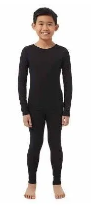 32 DEGREES Heat Unisex Kids' Base Layer Long Sleeve Crew Neck and Legging Set Black Large