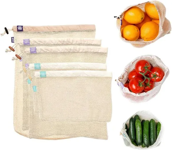 Lotus Produce Bags - 100% Cotton -  Set of 5