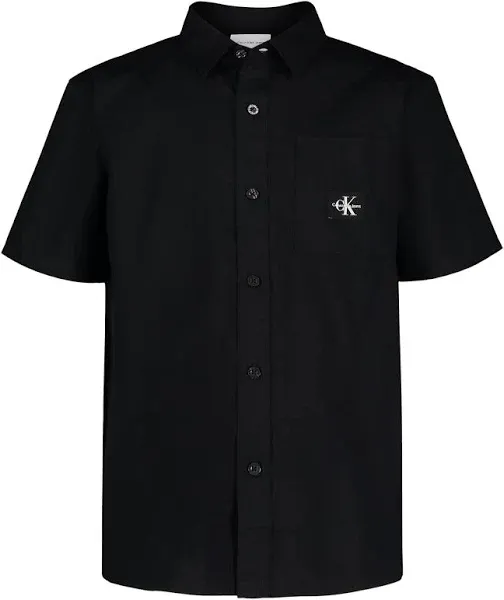 Calvin Klein Boys' Short Sleeve Woven Button-Down Shirt