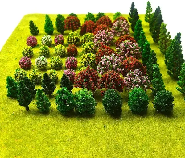 70pcs Mini Model Trees Model Train Scenery Mixed Miniature Trees Artificial W...