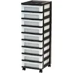 Iris 9 Drawer Storage Cart with Organizer Top Black