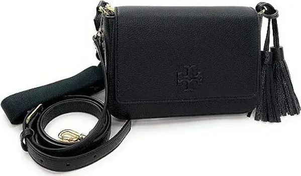 Tory Burch 144688 Thea Flap Black With Gold Hardware Leather Women's Crossbody Bag