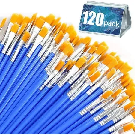 AROIC Paint Brushes Set,120 pcs Nylon Hair Brushes for Acrylic Oil Watercolor Artist Professional Painting Kits