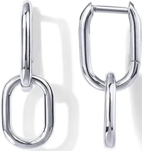 PAVOI Convertible Paper Clip Link Hoop Earrings