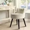 Veikous Makeup Vanity Stool Chair with Low Back and Wood Legs-17.3" x 15.7" x 25.1