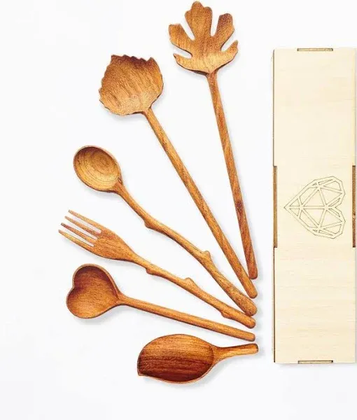 Natural Wooden Spoons and Forks Set