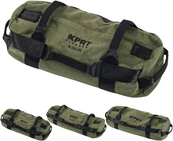 XPRT Fitness Workout Sandbag for Heavy Duty Workout Cross Training 7 Multi-positional Handles - Color Army Green/Black/Camo