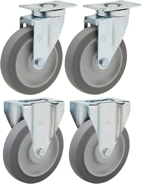 CasterHQ Brand | Replacement Cart Casters for Rubbermaid - 5" Non-Marking Wheel for 4400, 4401, 4500, 4505, 4525 Series Carts - Set of 4