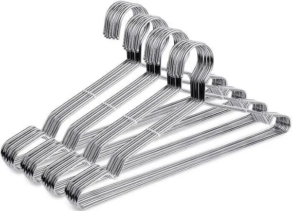 50 Pack Ultra-Thin Stainless Steel Heavy Duty Clothes Hangers - Space Saving