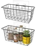 2 Pack Hanging Wall Basket Wire Storage Baskets, Adhesive Basket for Cabinet 