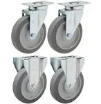 SES Brand 5 inch Non-Marking Rubber | Set of Four Replacement Casters Compatible with Rubbermaid 4600 and 4700 Series Carts and Trucks