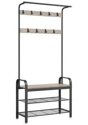 Vasagle Coat Rack, Hall Tree With Shoe Bench For Entryway, Entryway Bench With