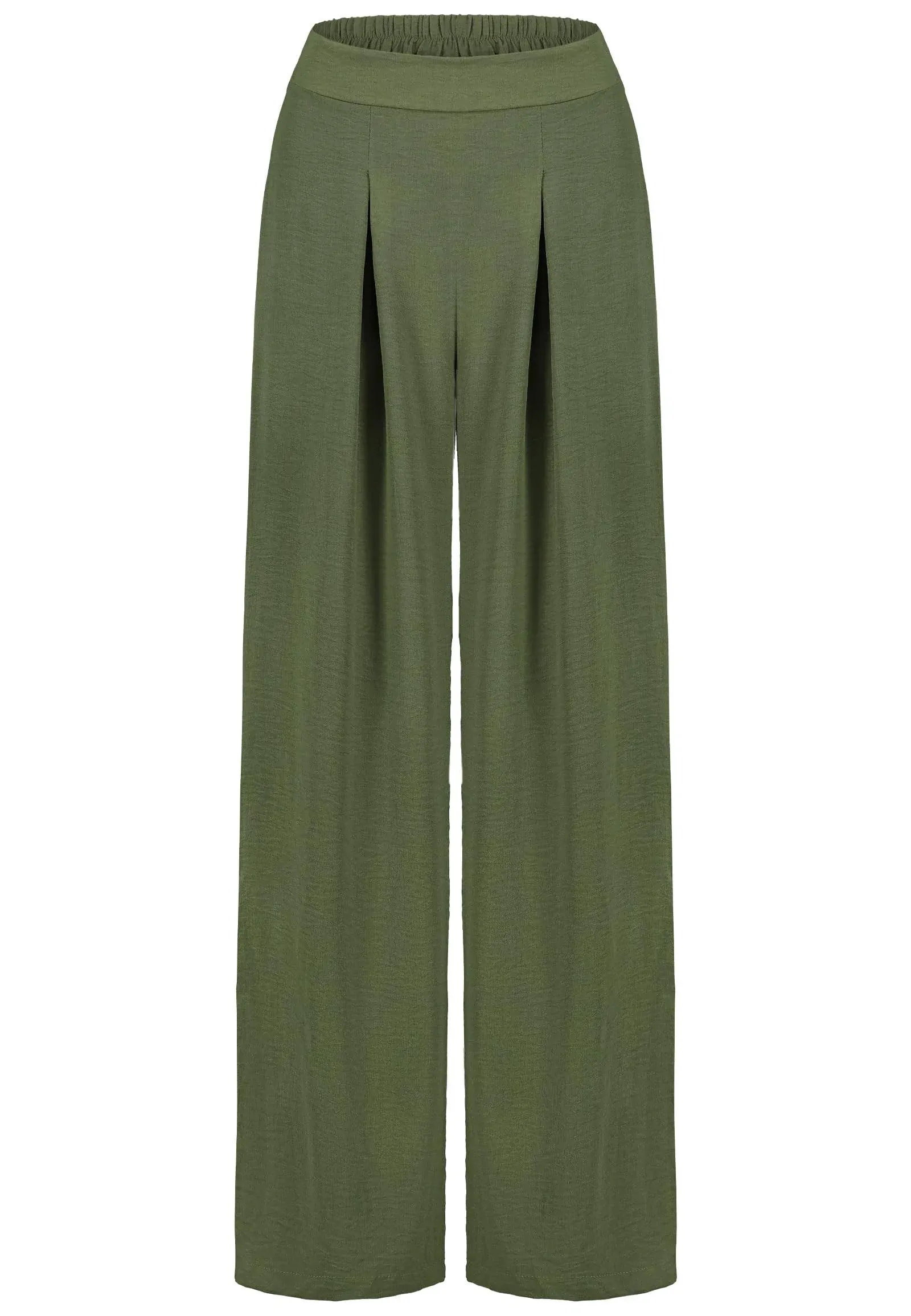 Cider Solid High Waist Pleated Wide Leg Trousers