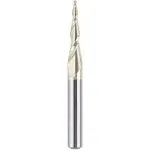 ROUTYBITS - 1/32” Tip Diameter (0.015 in Radius), Tapered Ball Nose Router Bit, 1/4 Inch Dia Shank, 6.3 Degree, Solid Carbide Spiral End Mill, 3D