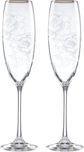 Silver Peony Toasting Flute Set