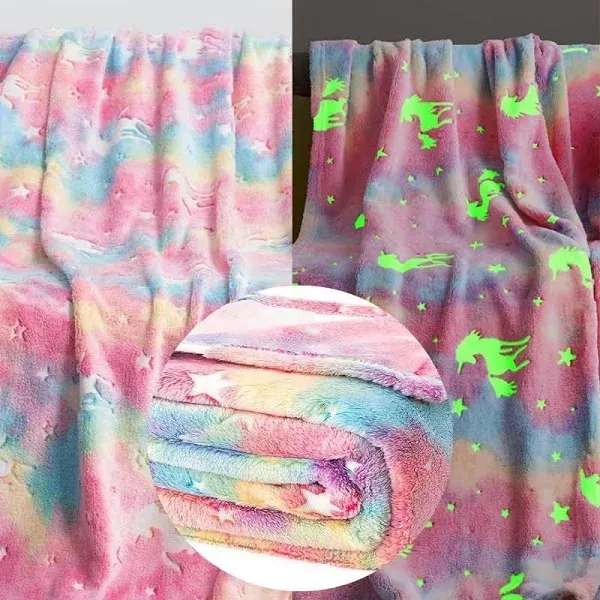 Royal Deluxe Glow-in-the Dark Unicorn Plush Blanket