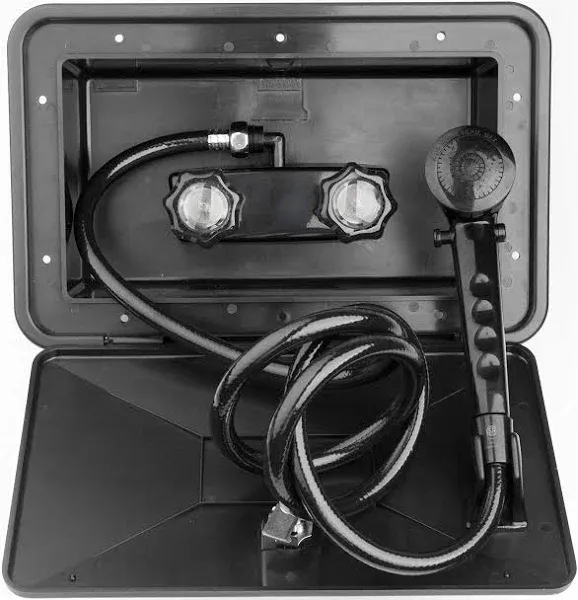 ProCamp RV Exterior Shower Box Kit Faucet Hose Cowboy Shower Outside Black