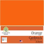 Clear Path Paper - Orange Cardstock - 12 x 12 inch - 65Lb Cover - 25 Sheets