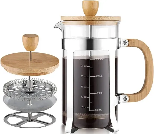 Sugift 34 oz Bamboo French Press Espresso Press Coffee/Tea Maker